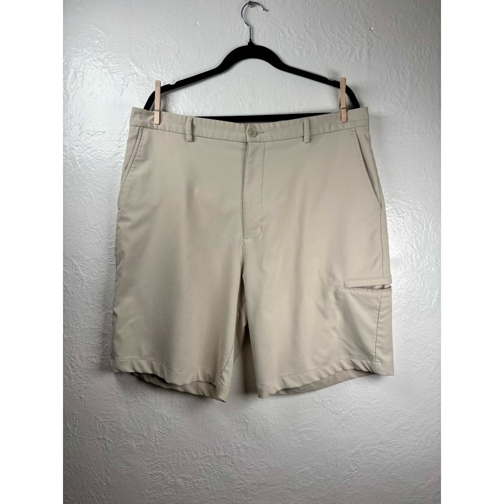 Slazenger Mens Golf Shorts Khaki Tan Size 38 Performance Stretch Flat Front Tech